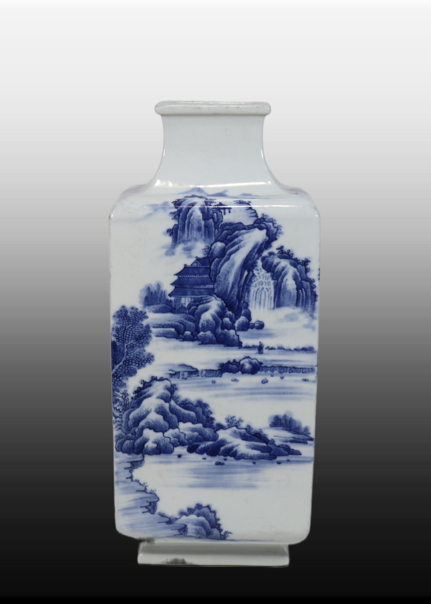 A Exquisite Blue and White Landscape Pattern Vase - 3
