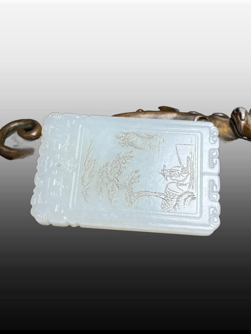 A Exquisite Hotan Jade Figures Pattern Jade pendant - 4