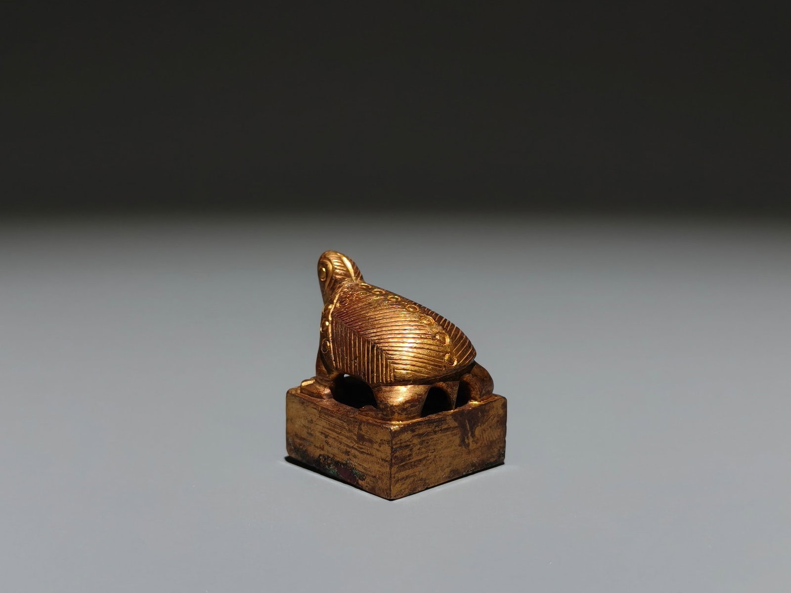 A Exquisite Gilt Bronze Turtle Seal - 6