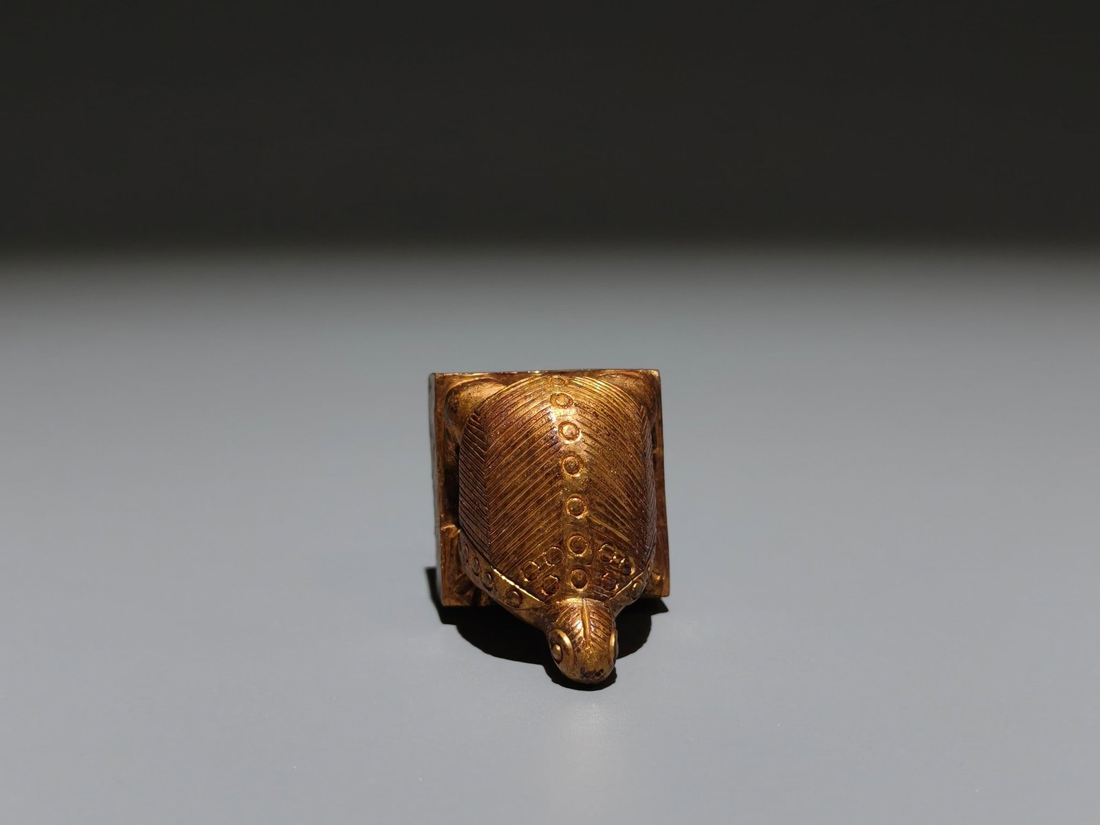 A Exquisite Gilt Bronze Turtle Seal - 9