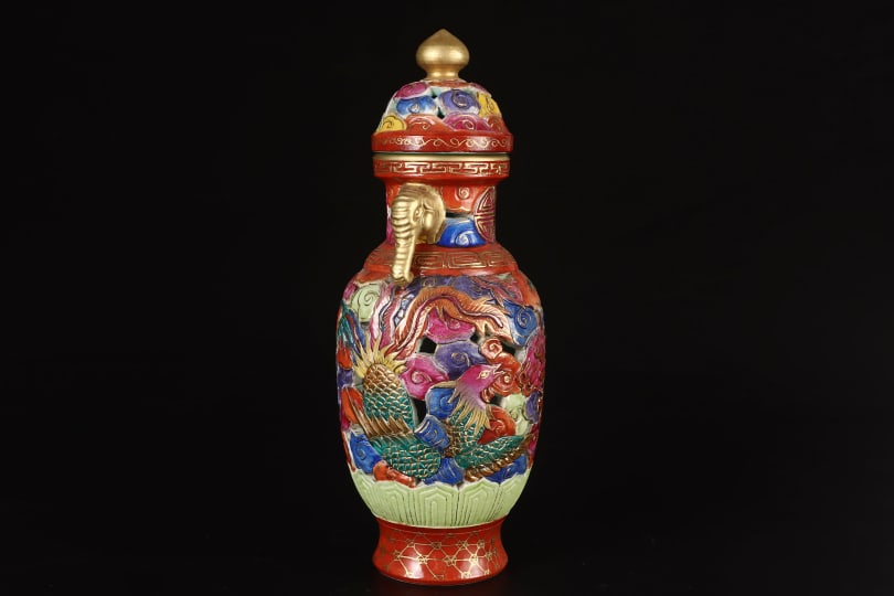 A Exquisite Enamel Painted Gold Dragon Pattern Jar - 3
