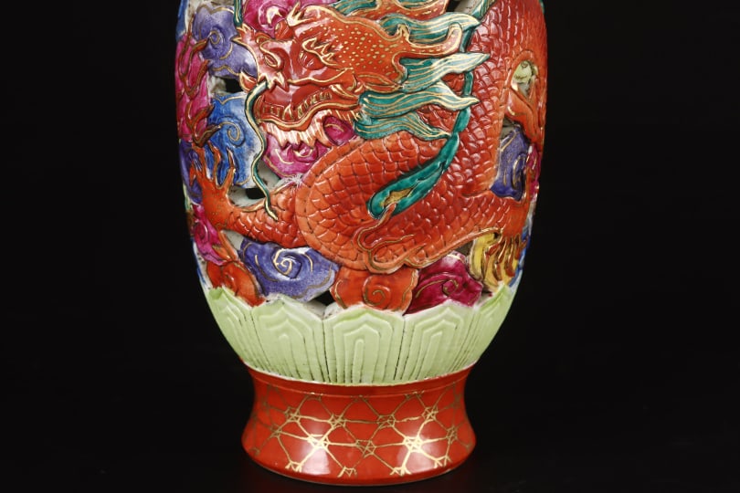A Exquisite Enamel Painted Gold Dragon Pattern Jar - 6