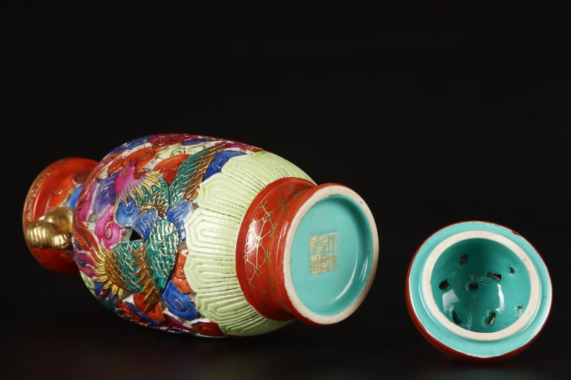 A Exquisite Enamel Painted Gold Dragon Pattern Jar - 8