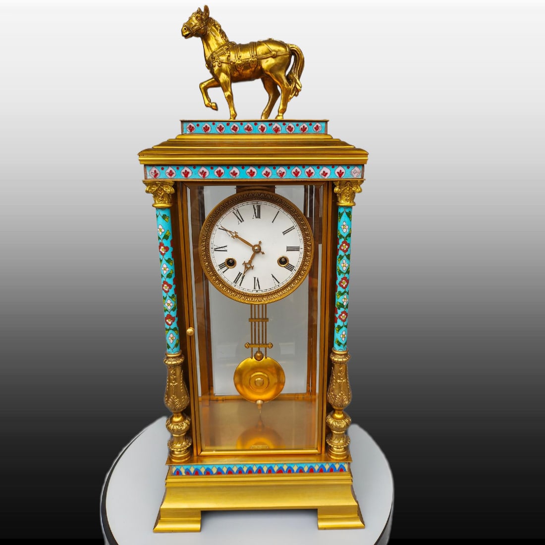 A Exquisite Gilt Bronze Cloisonne Ancient Bell: A Exquisite Gilt Bronze Cloisonne Ancient Bell,Modern Time of China,Size:26inx11.4inx8.7in 铜鎏金景泰蓝古钟,近现代