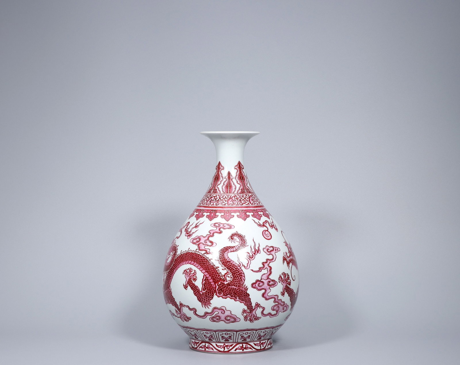 A Exquisite Enamel Ruby Red-Glazed Dragon Pattern Vase - 2