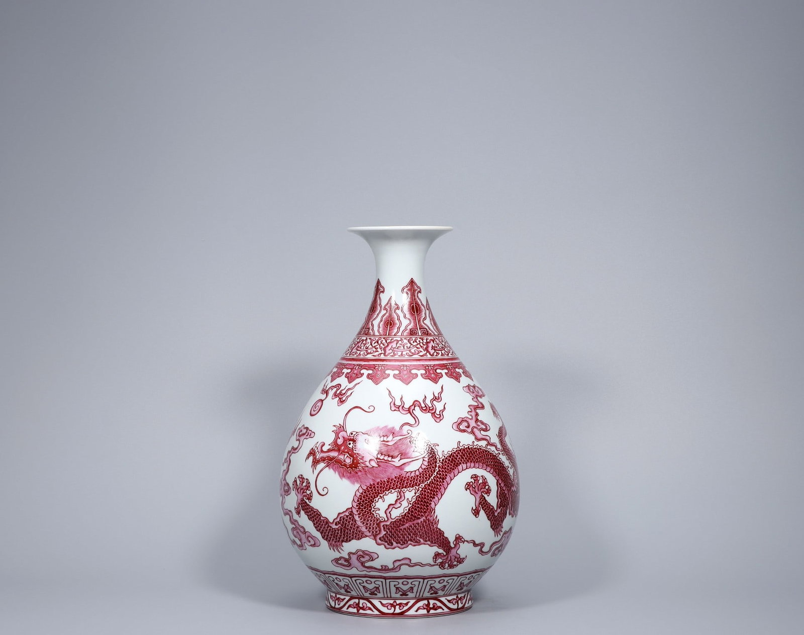 A Exquisite Enamel Ruby Red-Glazed Dragon Pattern Vase - 3