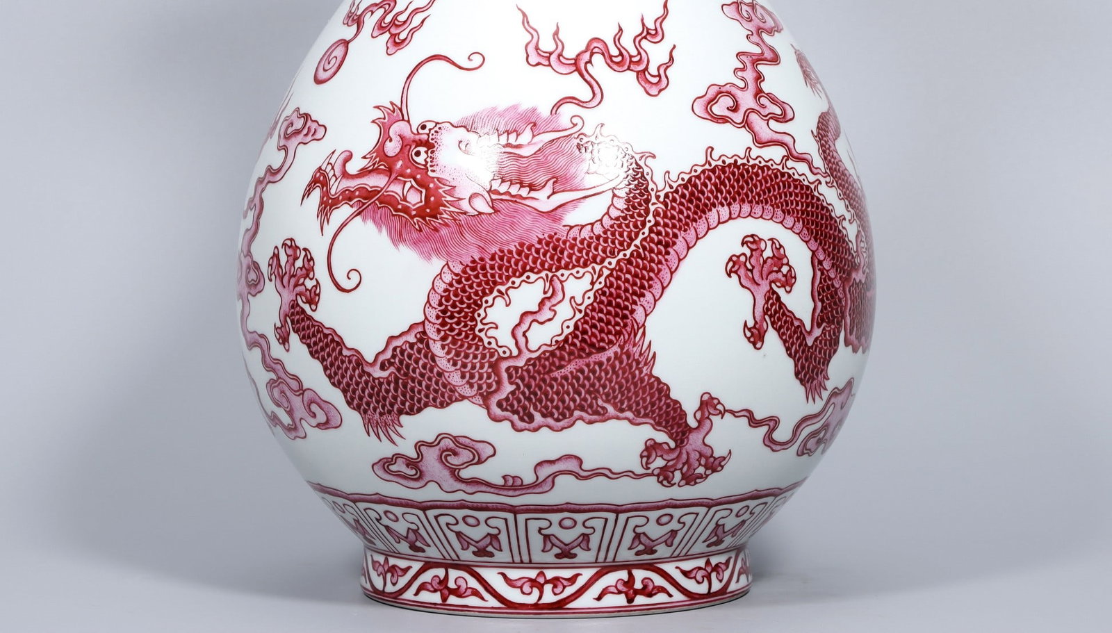 A Exquisite Enamel Ruby Red-Glazed Dragon Pattern Vase - 5