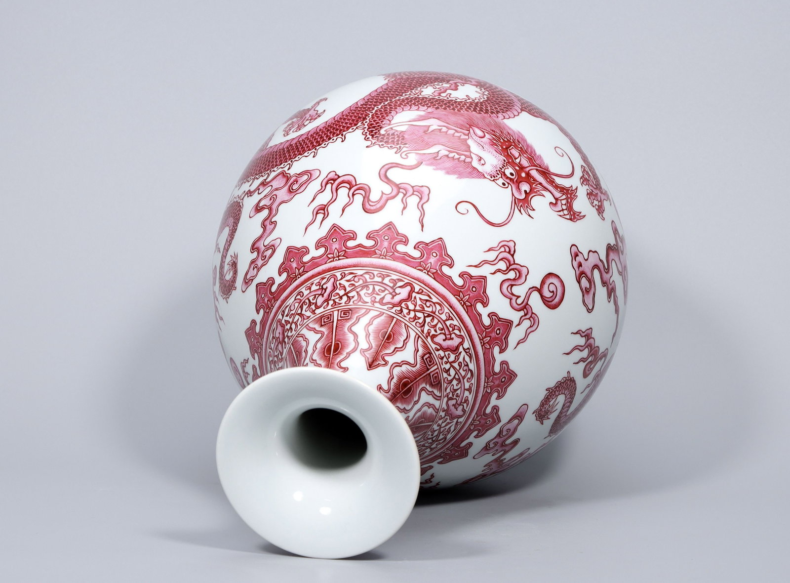 A Exquisite Enamel Ruby Red-Glazed Dragon Pattern Vase - 7