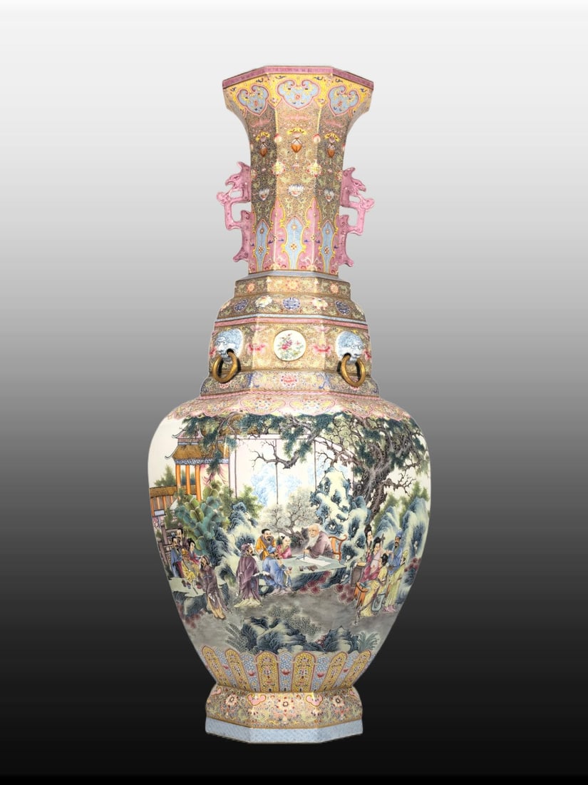 A Exquisite Enamel Gold Ground Character and Story Pattern Vase (1 of 8)