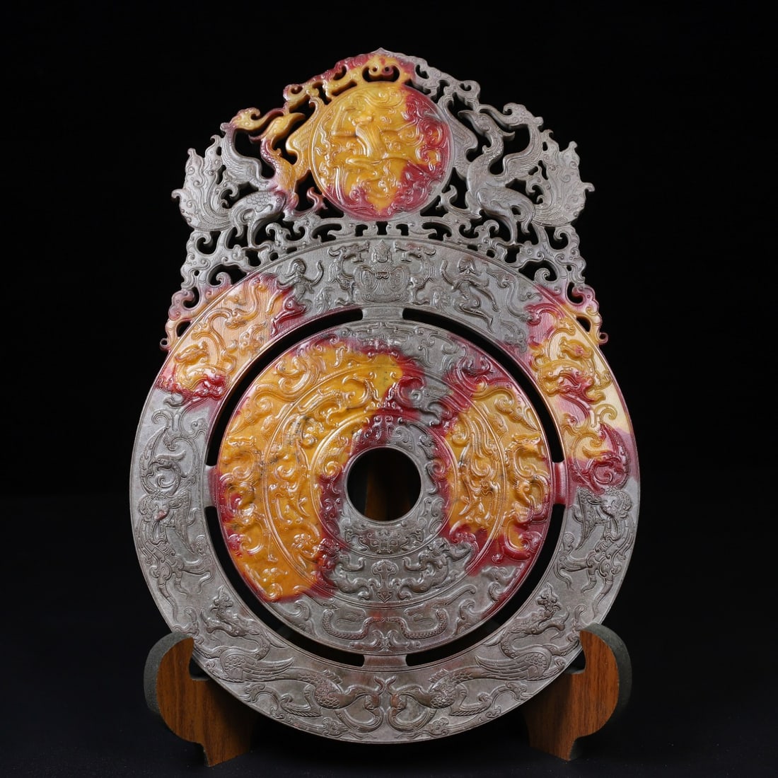 A Exquisite Hotan Jade Phoenix Pattern Jade Pendant: A Exquisite Hotan Jade Phoenix Pattern Jade Pendant,Han Dynasty, China,Size:8.7inx12.2in,Weight:920g 和田玉凤纹玉璧,中国汉代