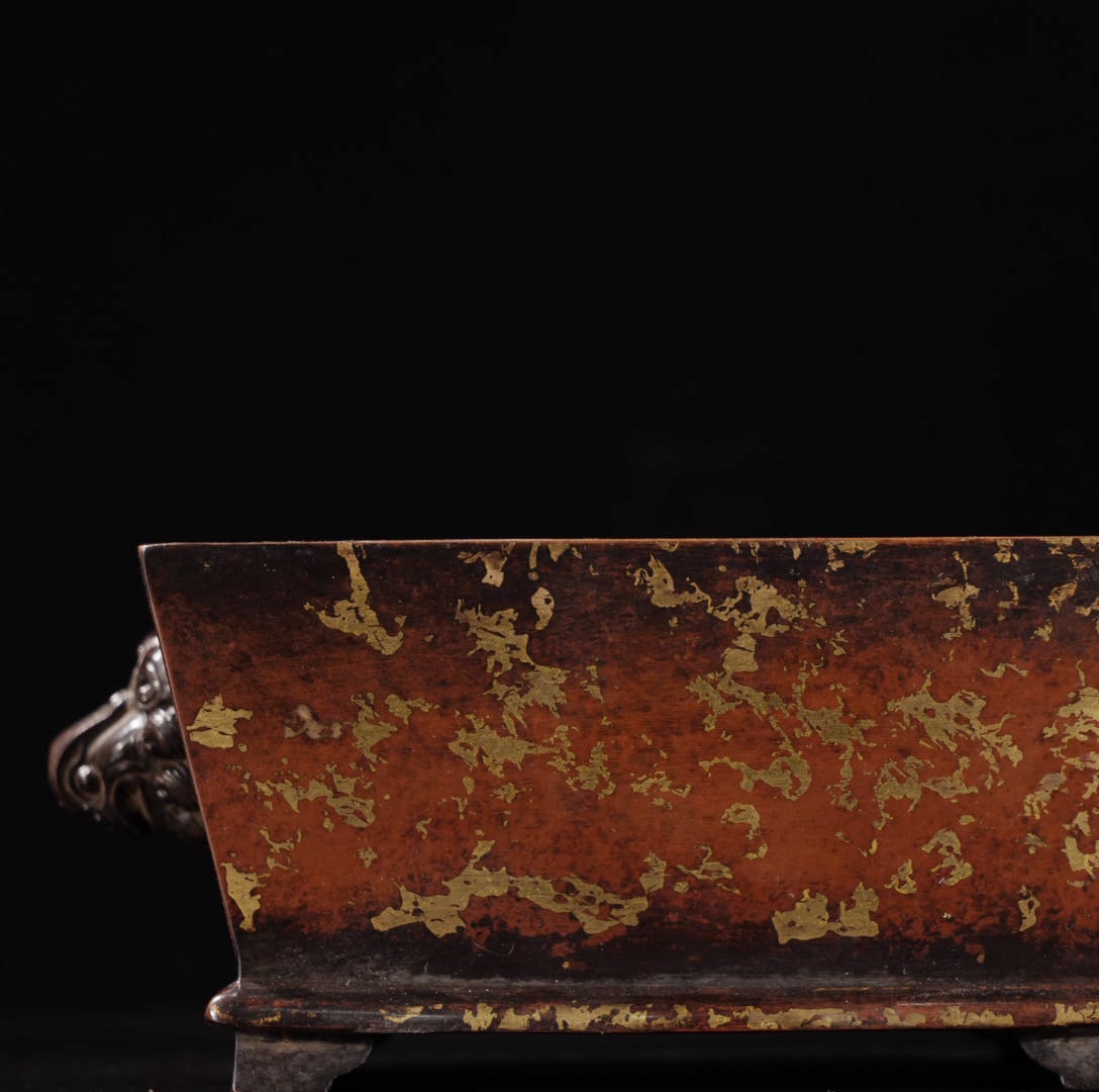 A Exquisite Red Copper Gold-Splashed Incense Burner - 2