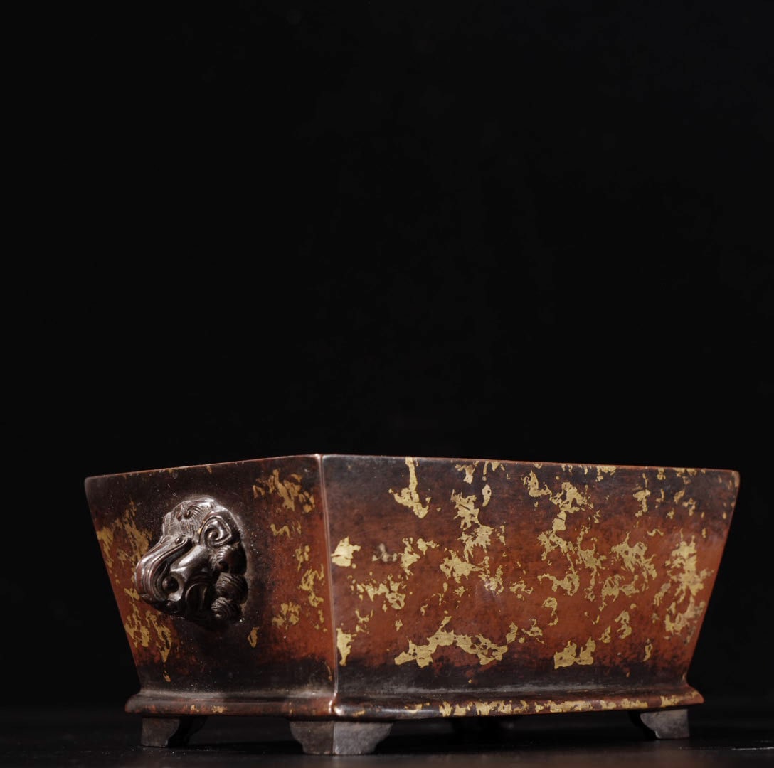 A Exquisite Red Copper Gold-Splashed Incense Burner - 3