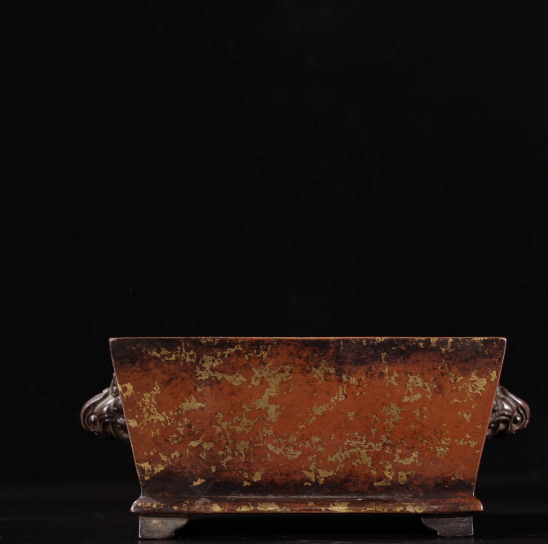 A Exquisite Red Copper Gold-Splashed Incense Burner - 6