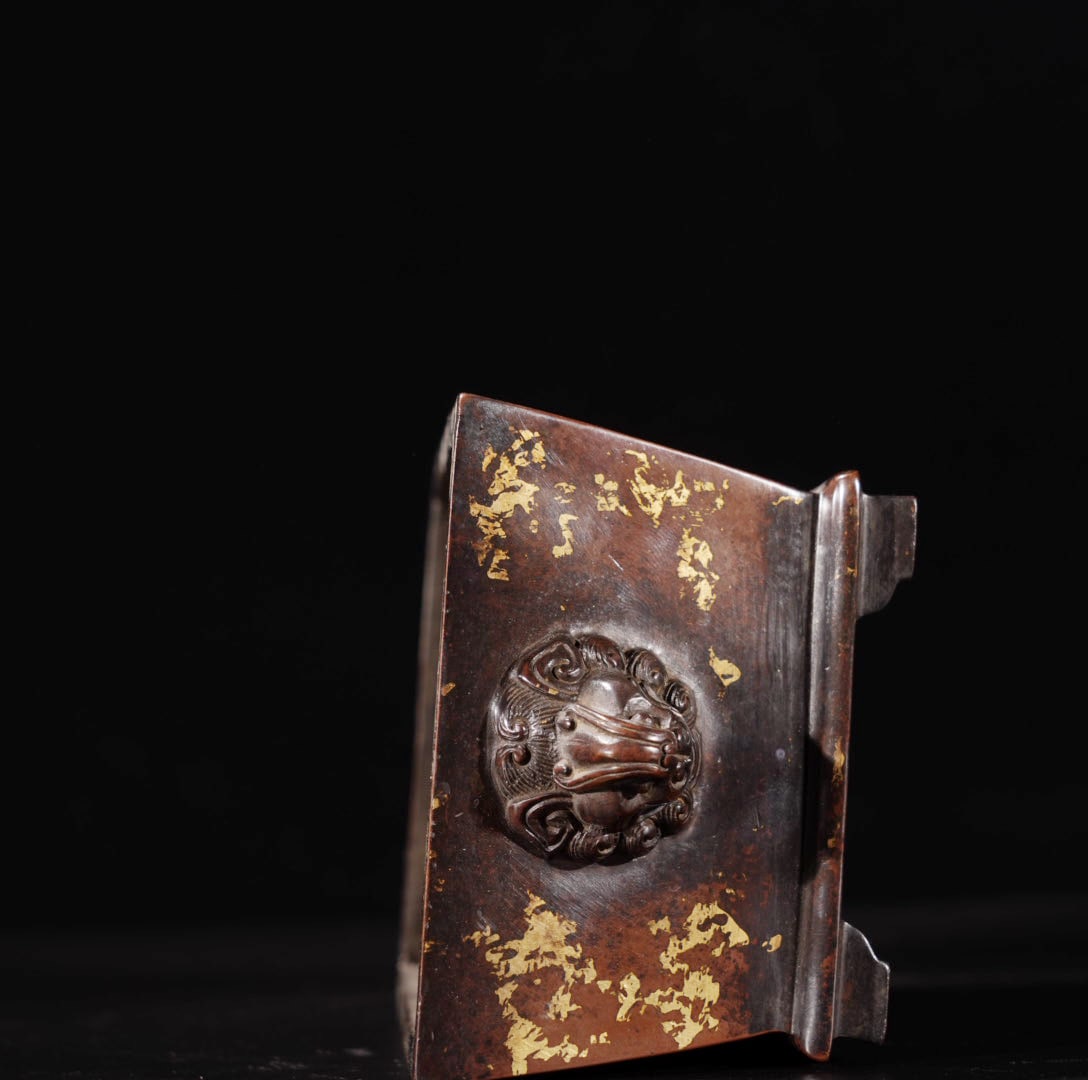 A Exquisite Red Copper Gold-Splashed Incense Burner - 8