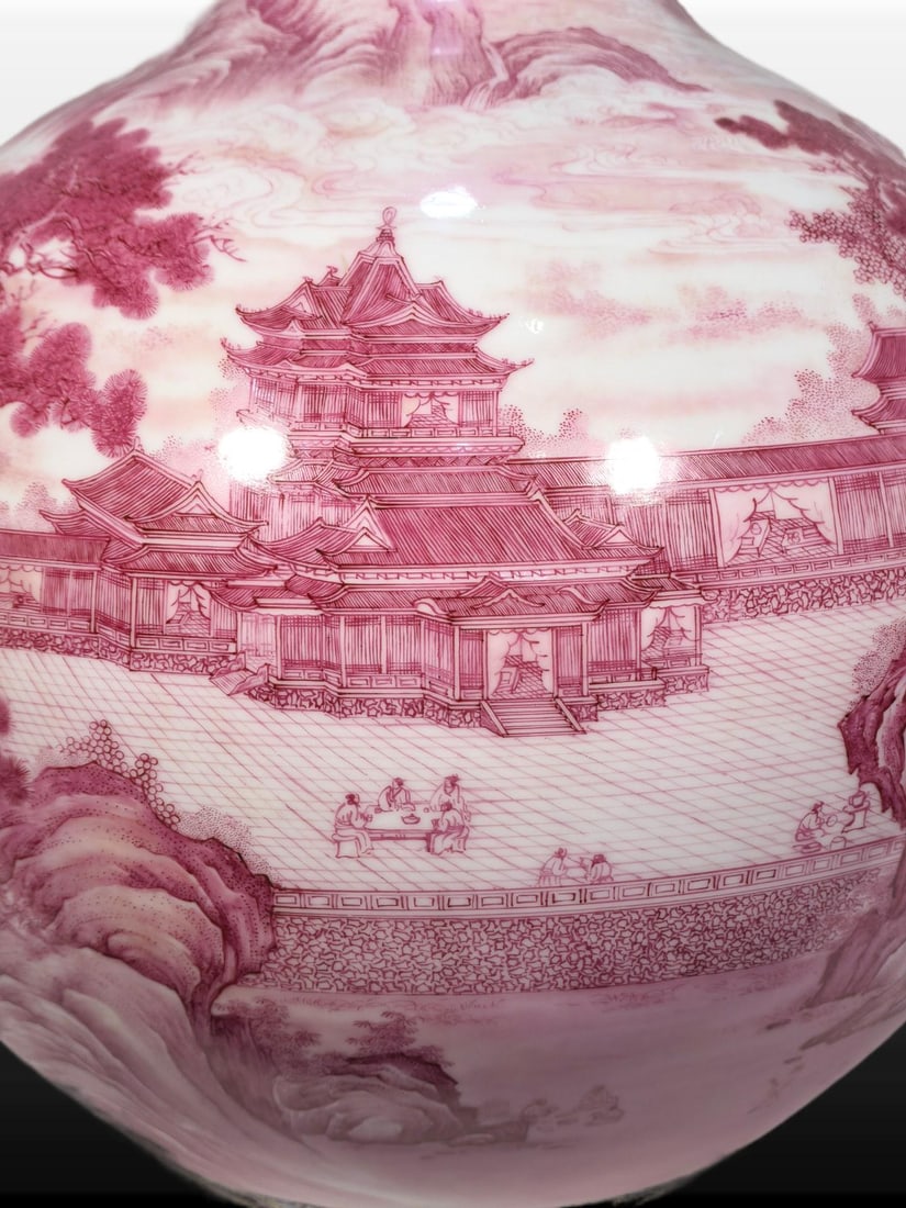 A Exquisite Enamel Agate Red Landscape Pattern Vase - 2