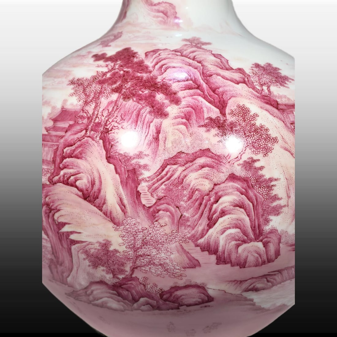 A Exquisite Enamel Agate Red Landscape Pattern Vase - 3