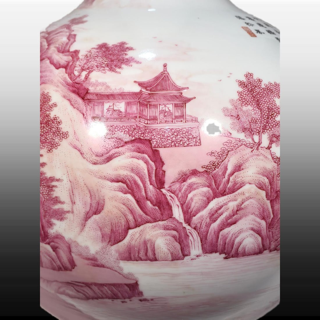 A Exquisite Enamel Agate Red Landscape Pattern Vase - 5