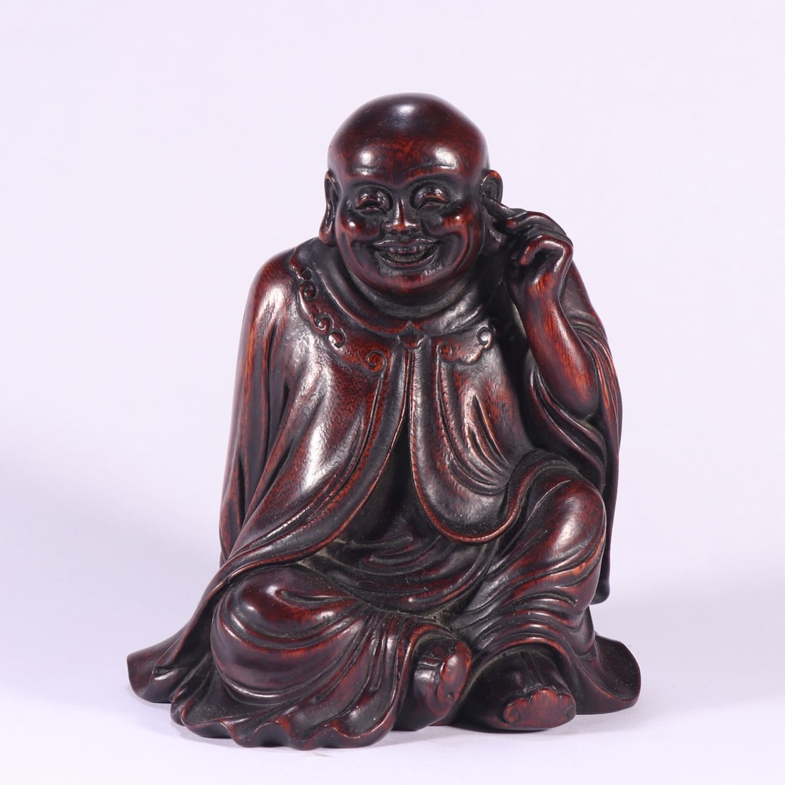 A Exquisite Eaglewood Statue of Arhat Ornament: A Exquisite Eaglewood Statue of Arhat Ornament,Qing Dynasty, China,Size:6.3inx5.4in 沉香罗汉摆件,中国清代