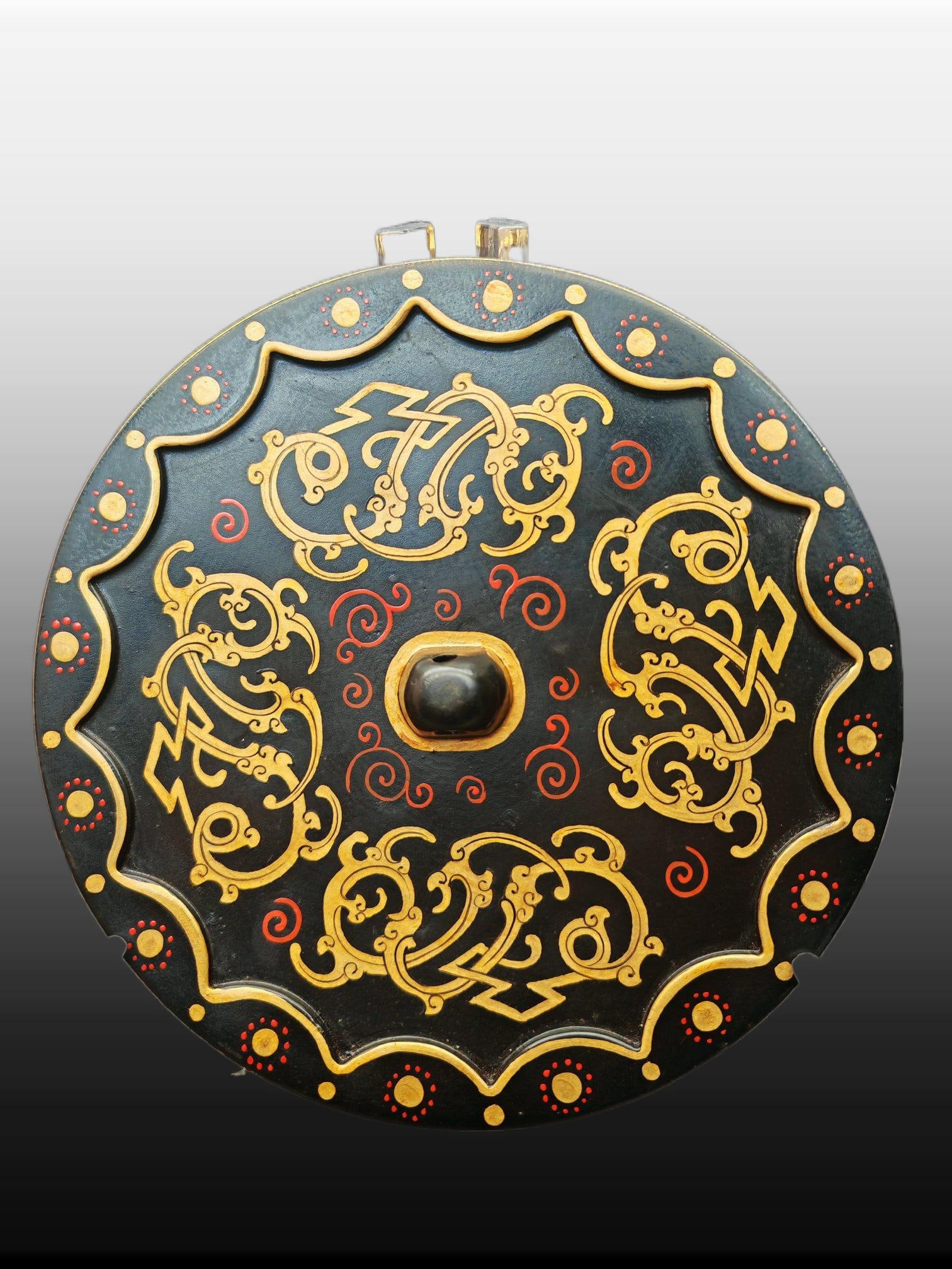 A Exquisite Gilt Bronze Lacquer Painted Color Dragon Pattern Mirror (1 of 7)
