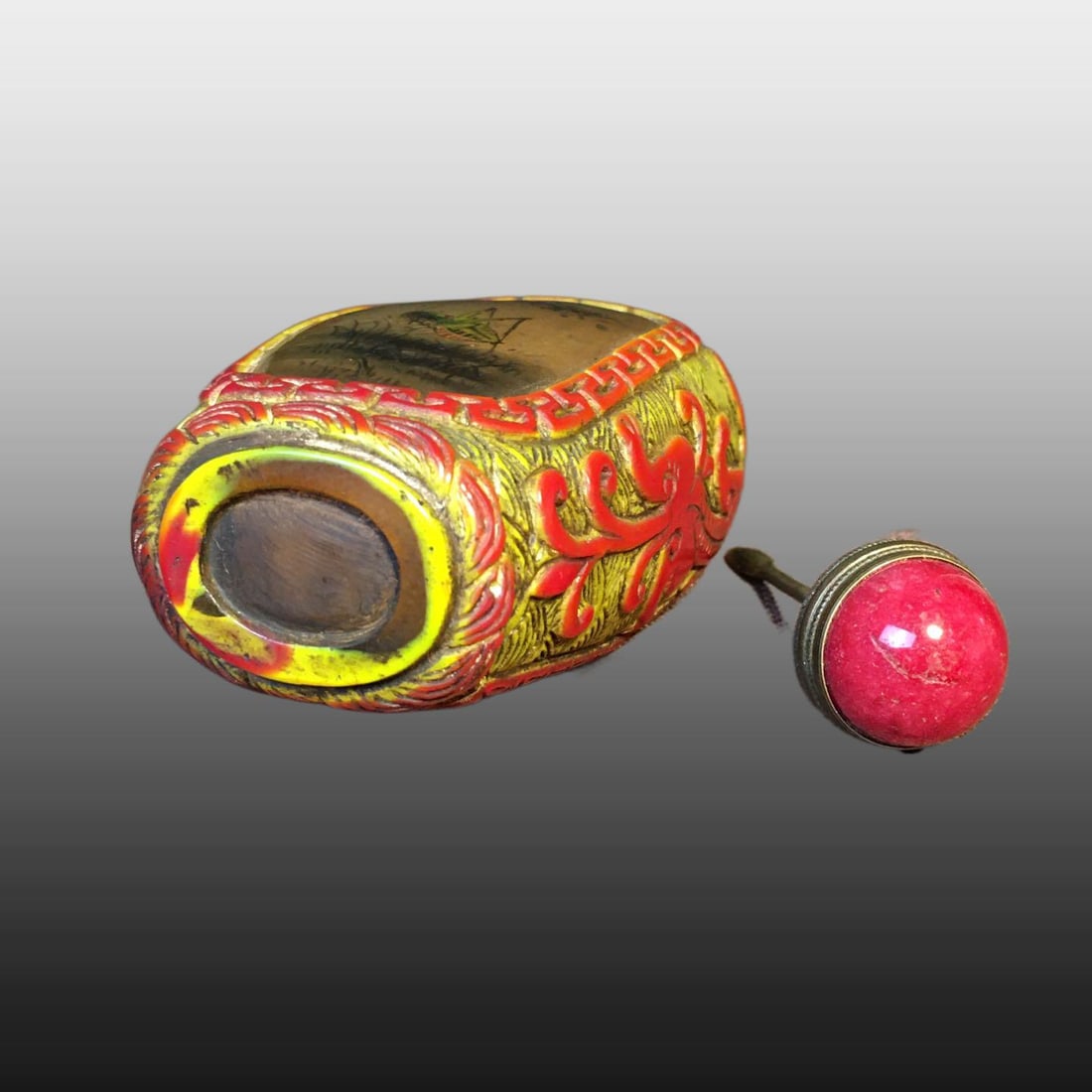 A Exquisite Colored glaze Grass and Insect Pattern Snuff Bottle - 9
