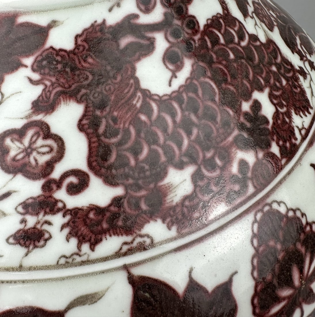 Underglaze-Red Lotus Pattern Double-Ears Jar - 6