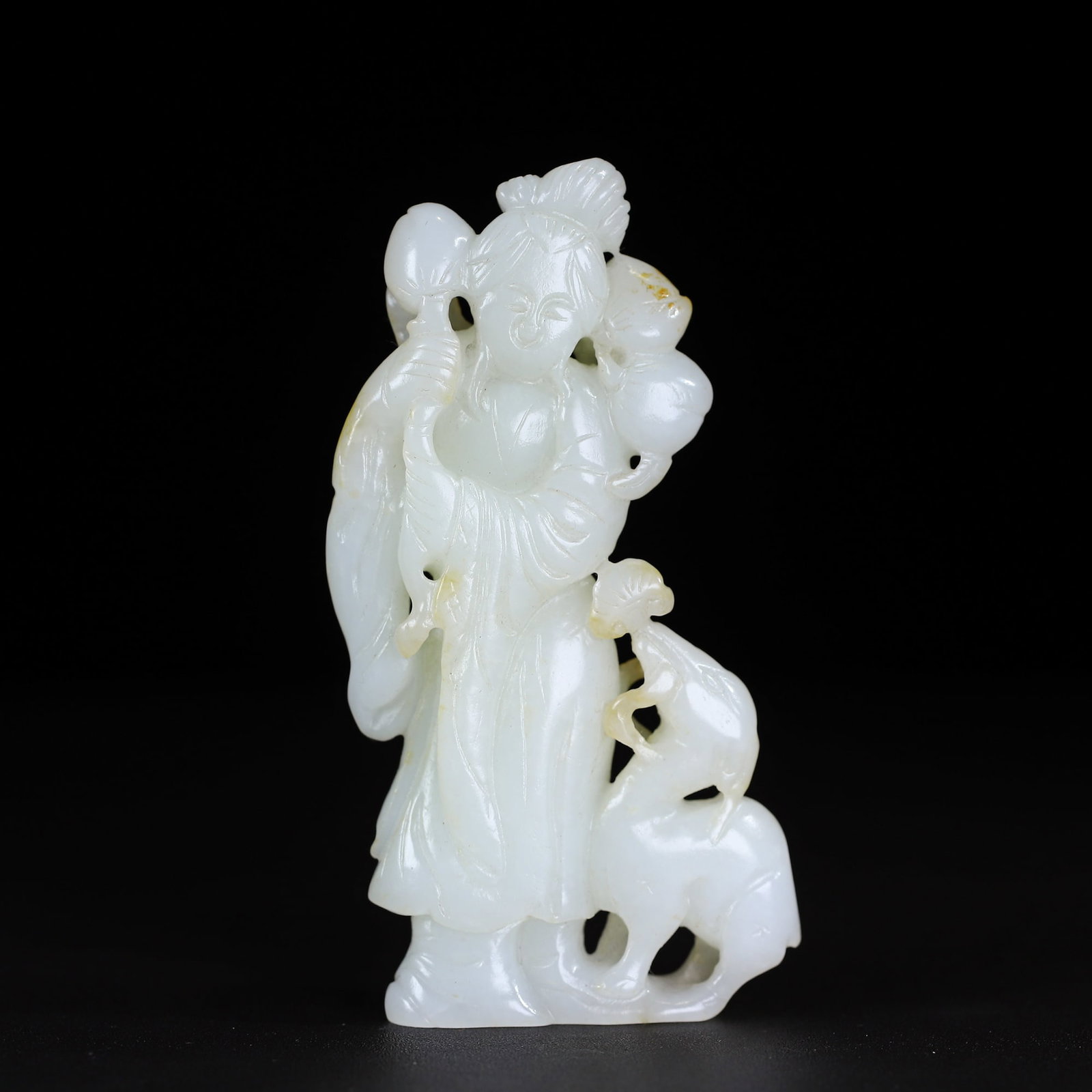 A Exquisite Hotan Jade Figures Ornament: A Exquisite Hotan Jade Figures Ornament,Ming Dynasty, China,Size:4.2inx2.1inx0.7in,Weight:141.5g 和田玉人物摆件,中国明代