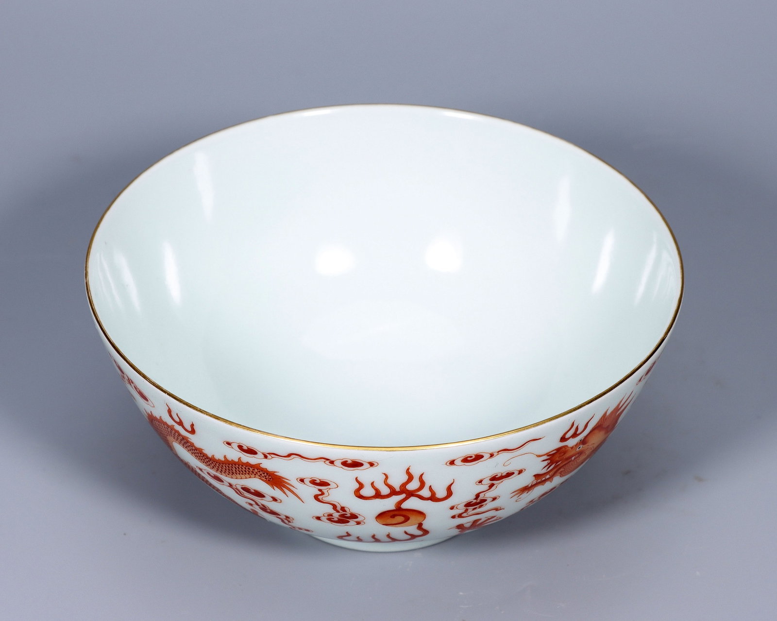 A Exquisite Iron-Red Dragon Pattern Bowl - 4
