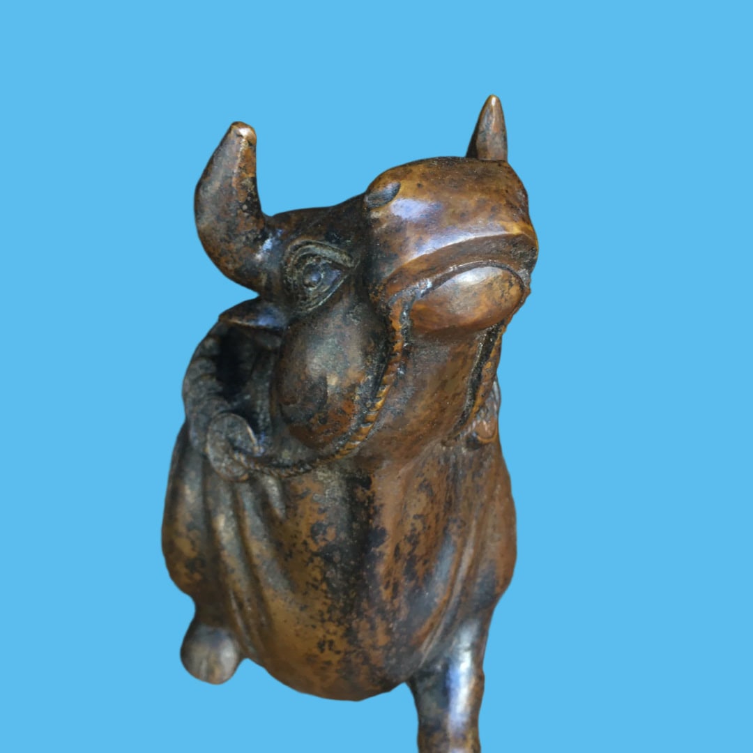 A Exquisite Copper-Bodied Buffalo Ornament - 2