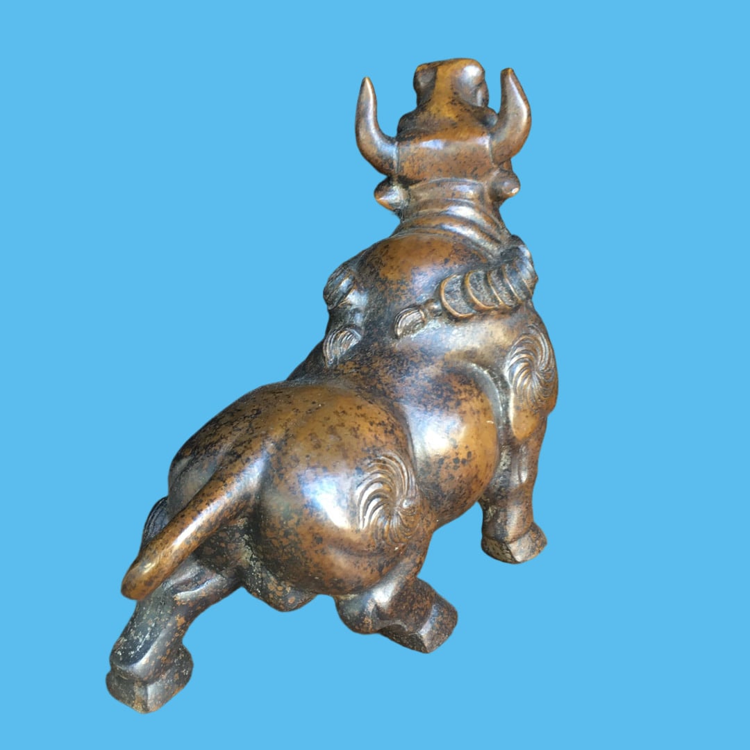 A Exquisite Copper-Bodied Buffalo Ornament - 5