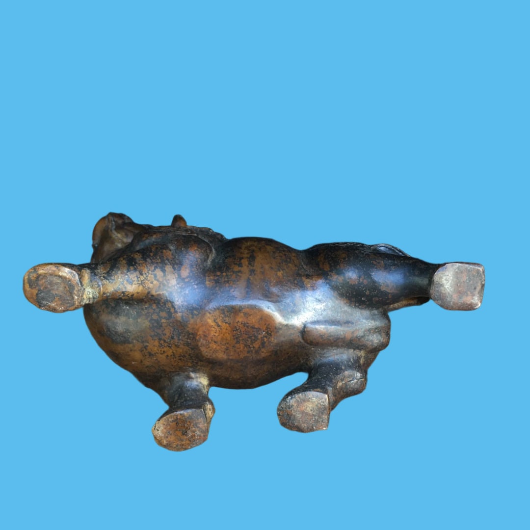 A Exquisite Copper-Bodied Buffalo Ornament - 9