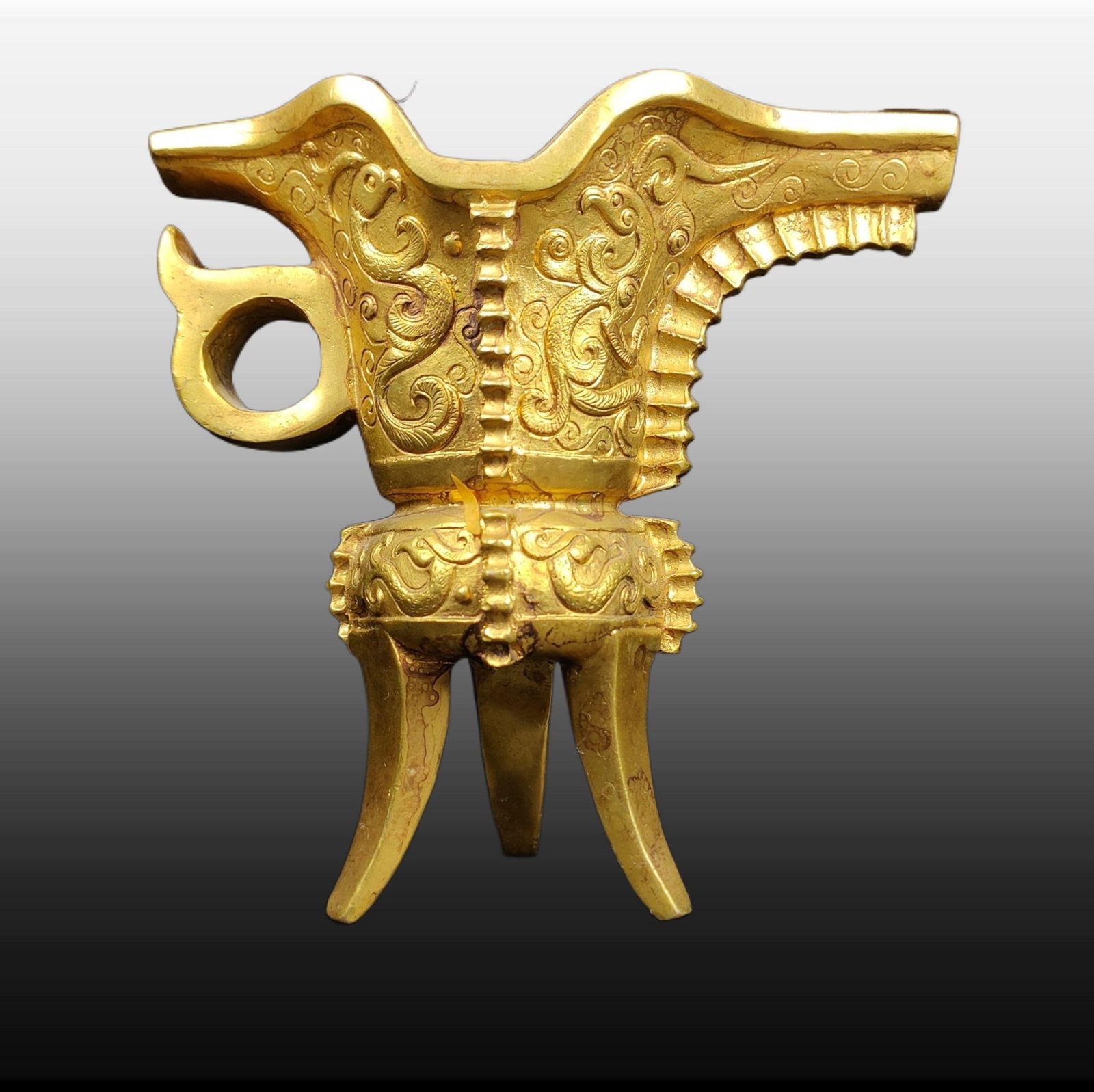 A Exquisite Gilt Bronze Dragon Pattern Goblet - 3