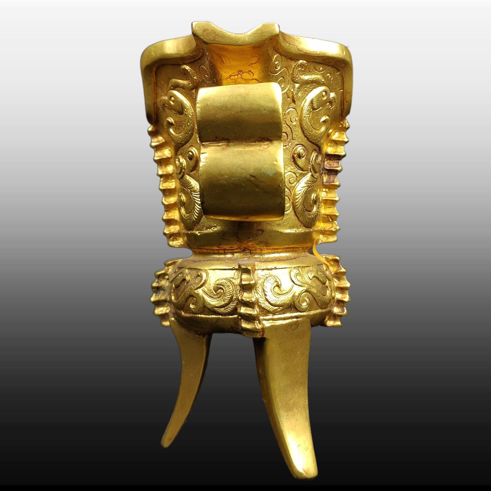 A Exquisite Gilt Bronze Dragon Pattern Goblet - 4