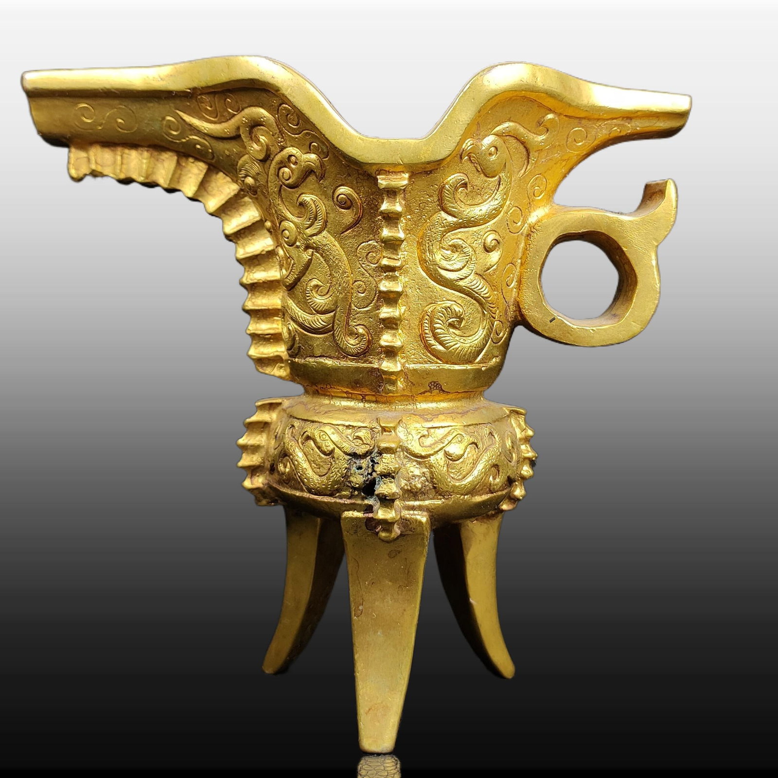 A Exquisite Gilt Bronze Dragon Pattern Goblet - 5