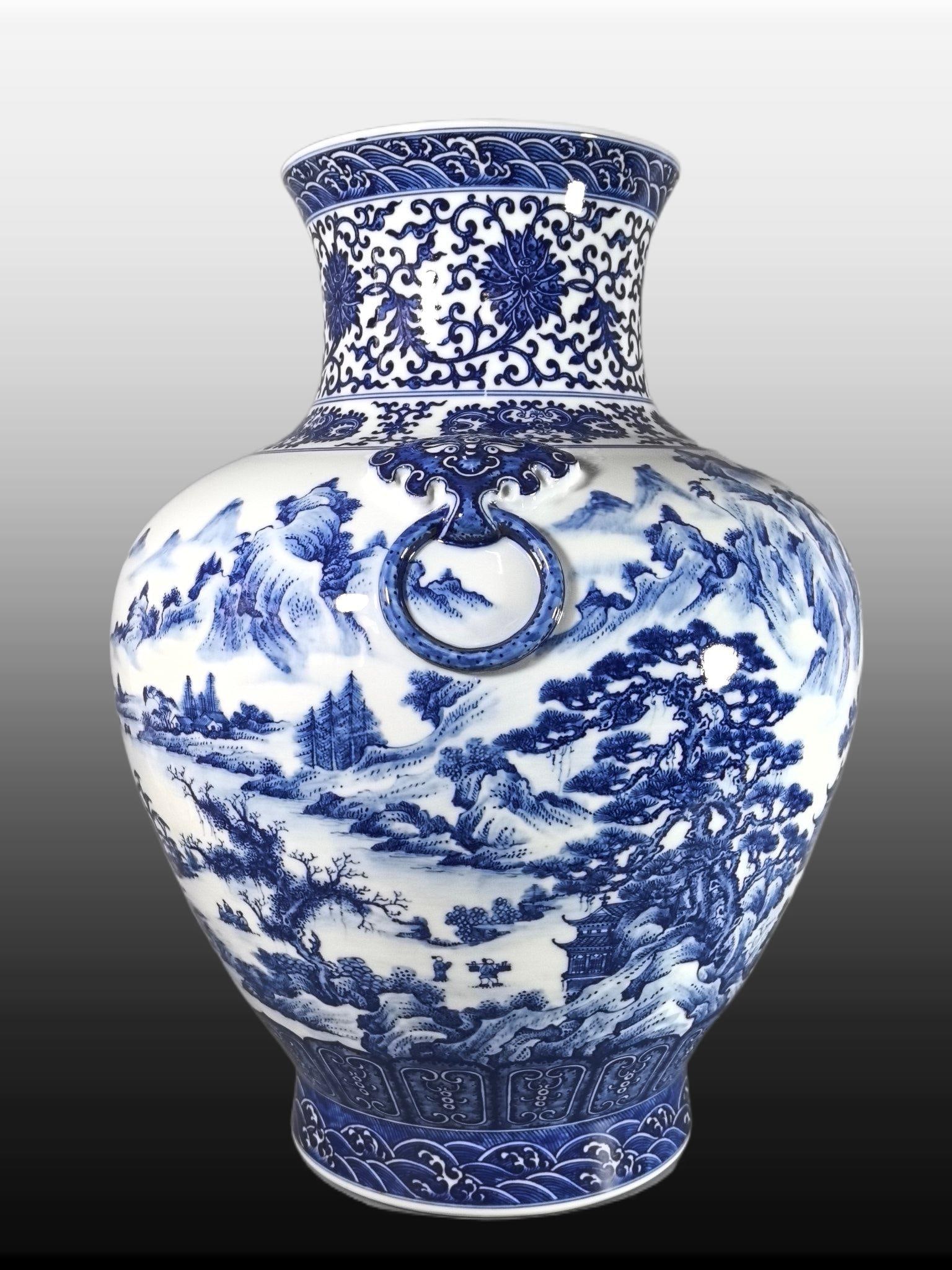 A Exquisite Blue and White Landscape Pattern Vase - 2