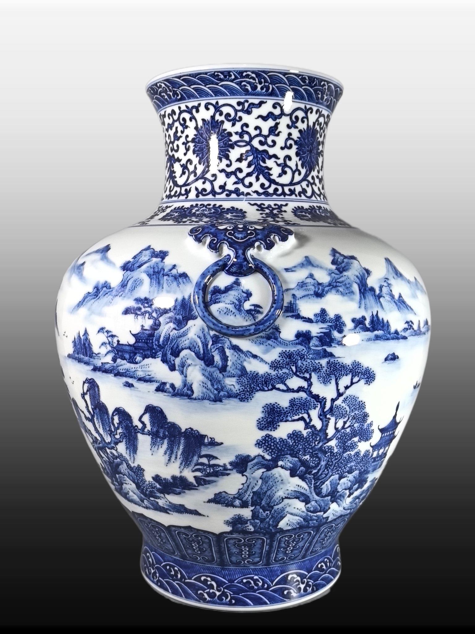 A Exquisite Blue and White Landscape Pattern Vase - 4