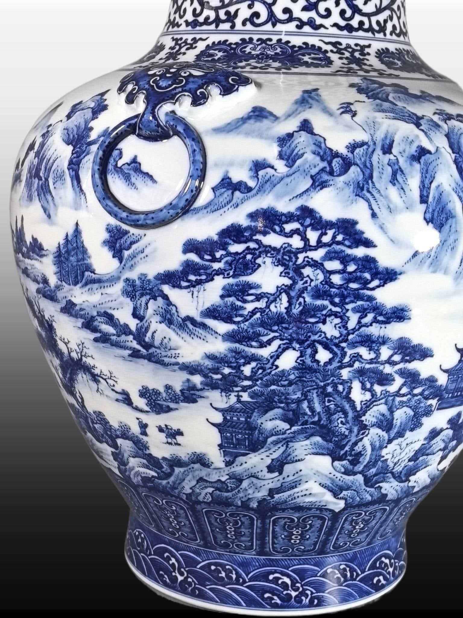 A Exquisite Blue and White Landscape Pattern Vase - 8