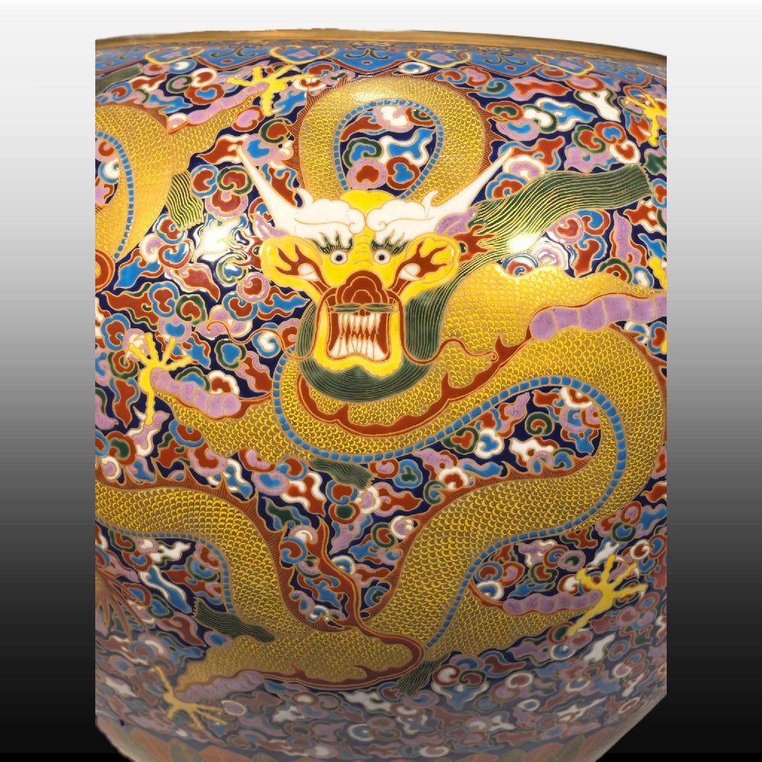 A Exquisite Enamel Painted Gold Dragon Pattern Vat - 3
