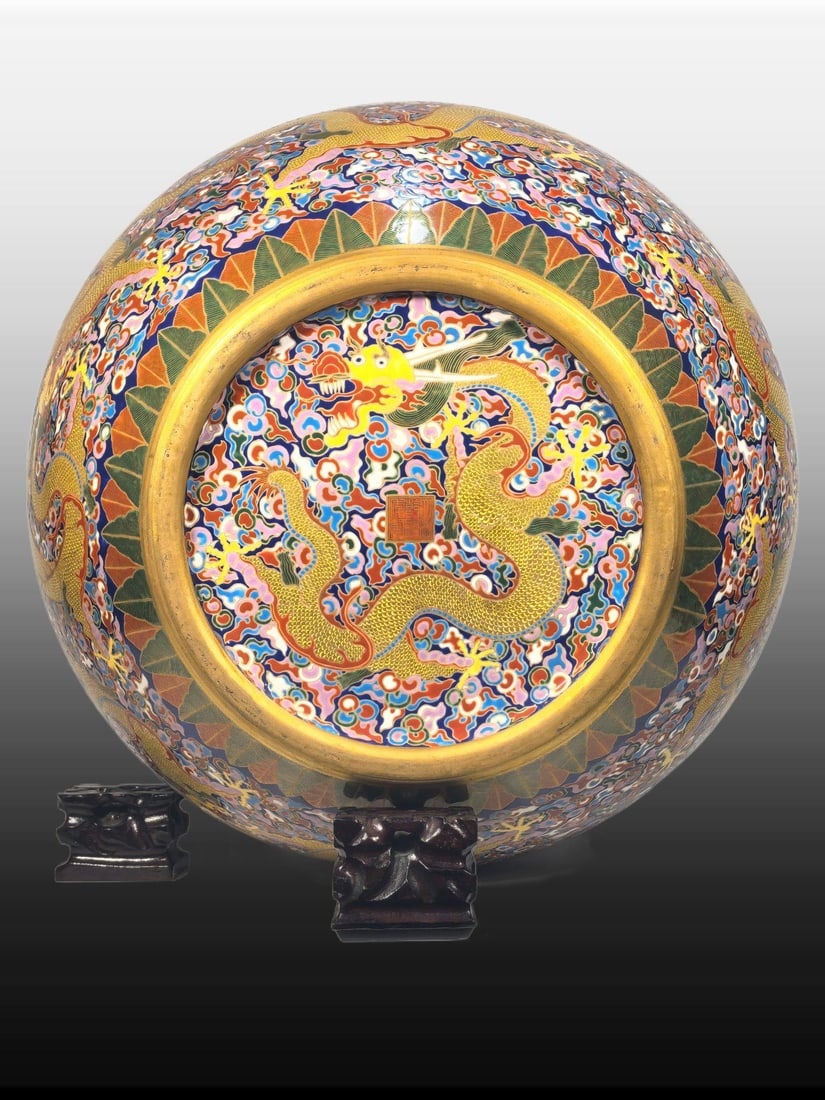 A Exquisite Enamel Painted Gold Dragon Pattern Vat - 9