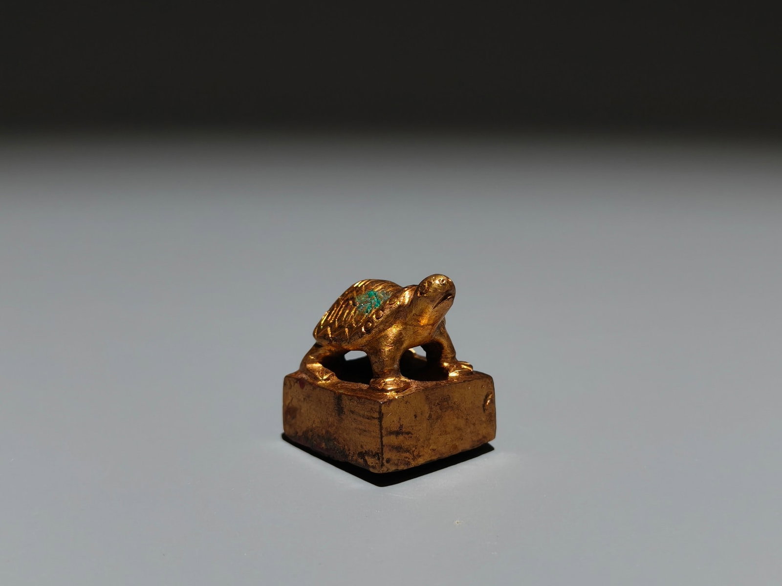 A Exquisite Gilt Bronze Turtle Seal - 2