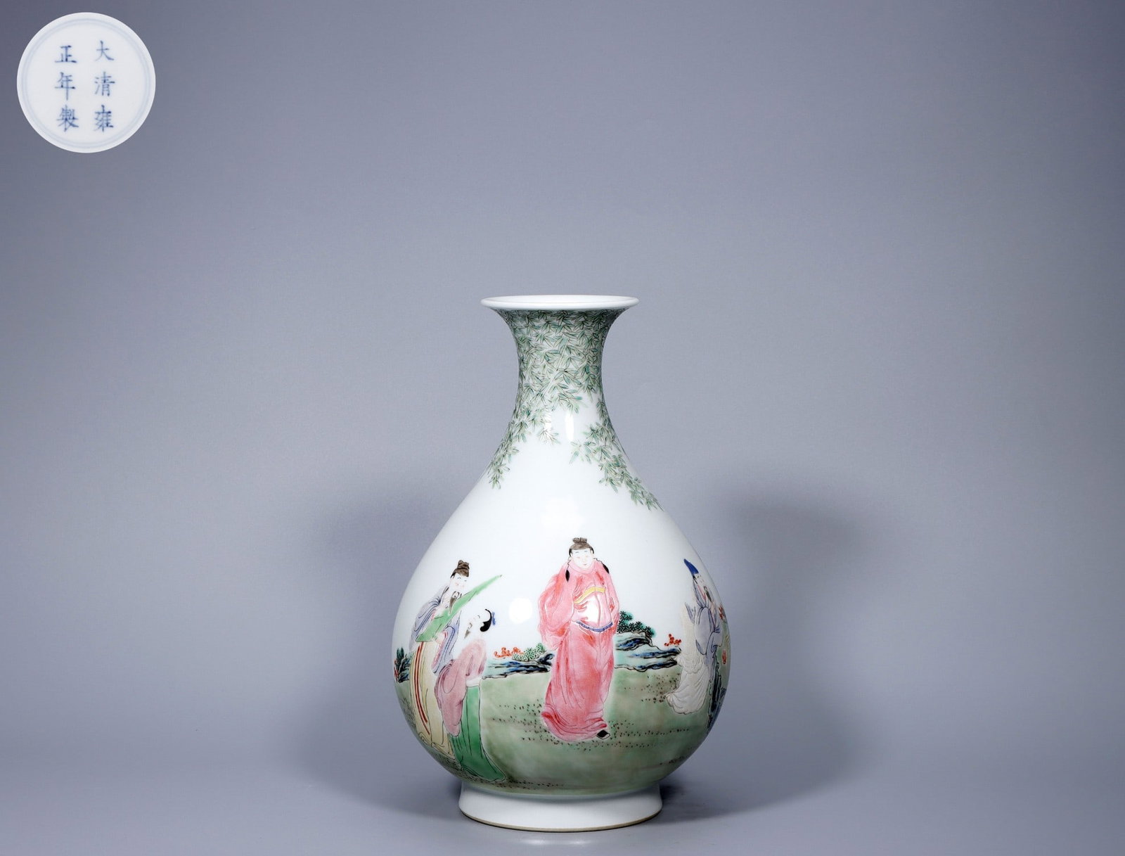 A Exquisite Famille-Rose Character and Story Pattern Vase: A Exquisite Famille-Rose Character and Story Pattern Vase,Qing Dynasty, China,Yongzheng Six-character Mark,Size:11inx6.9inx3.3inx4.3in,Weight:1542g