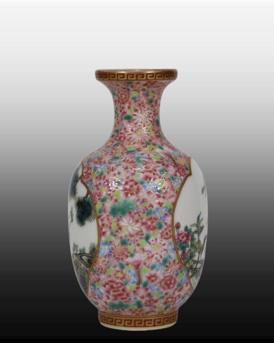 A Exquisite Enamel Flower and Bird Pattern Vase - 2