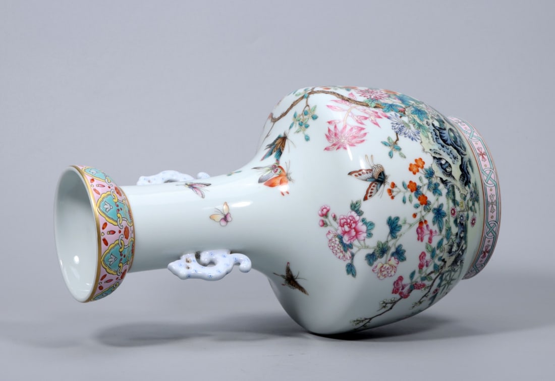 A Exquisite Enamel Flower Pattern Ruyi-Ears Vase - 8
