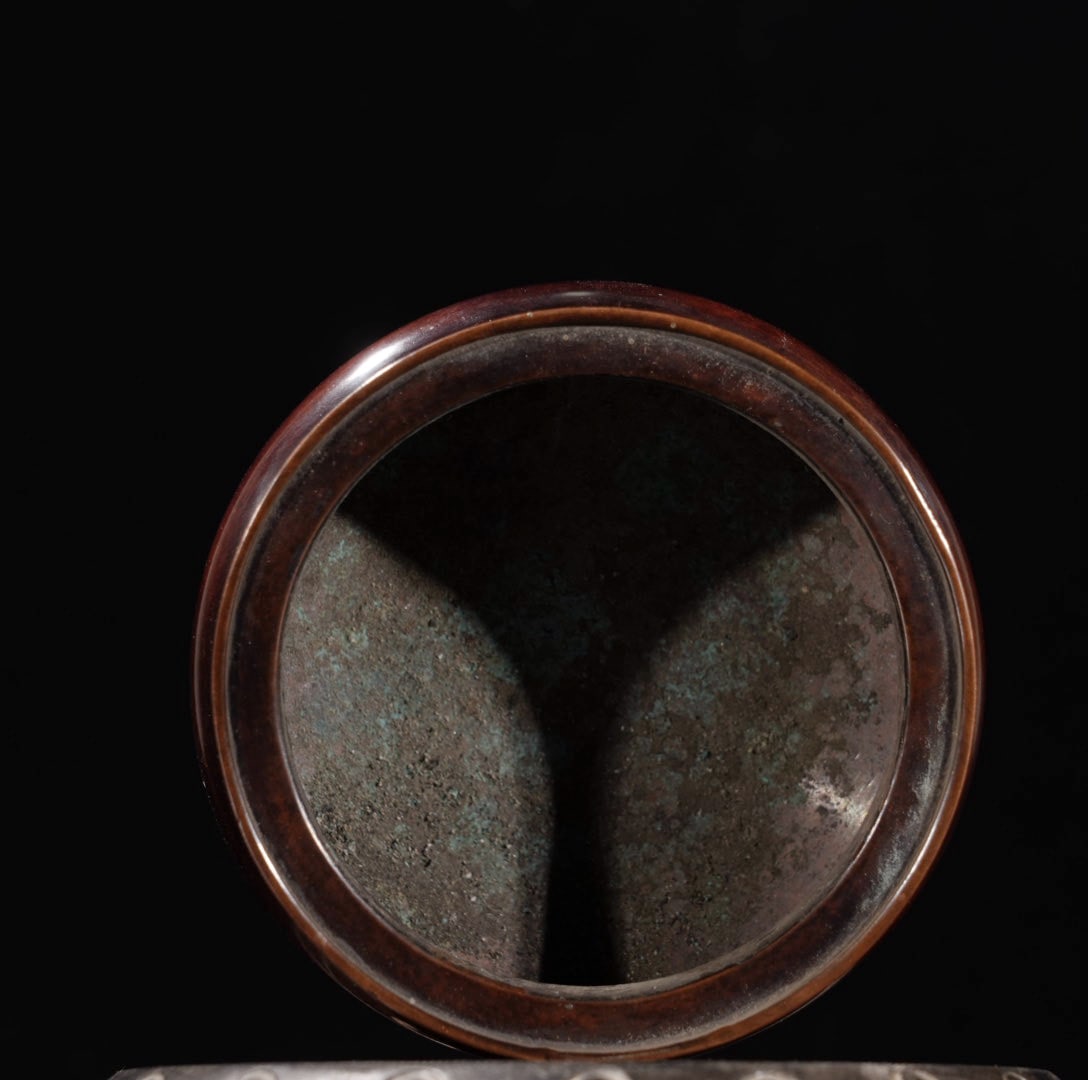 A Exquisite Red Copper Tripod Censer - 7