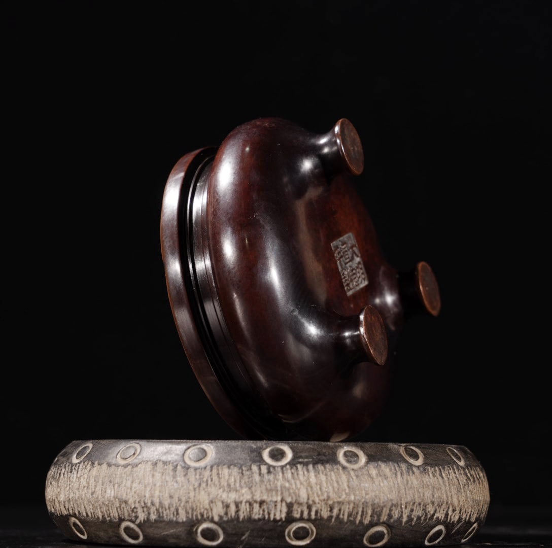 A Exquisite Red Copper Tripod Censer - 8