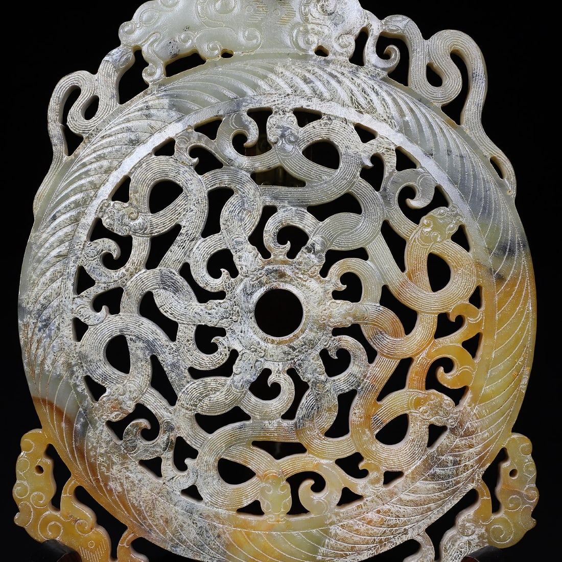A Exquisite Hotan Jade Dragon Pattern Jade Bi - 3