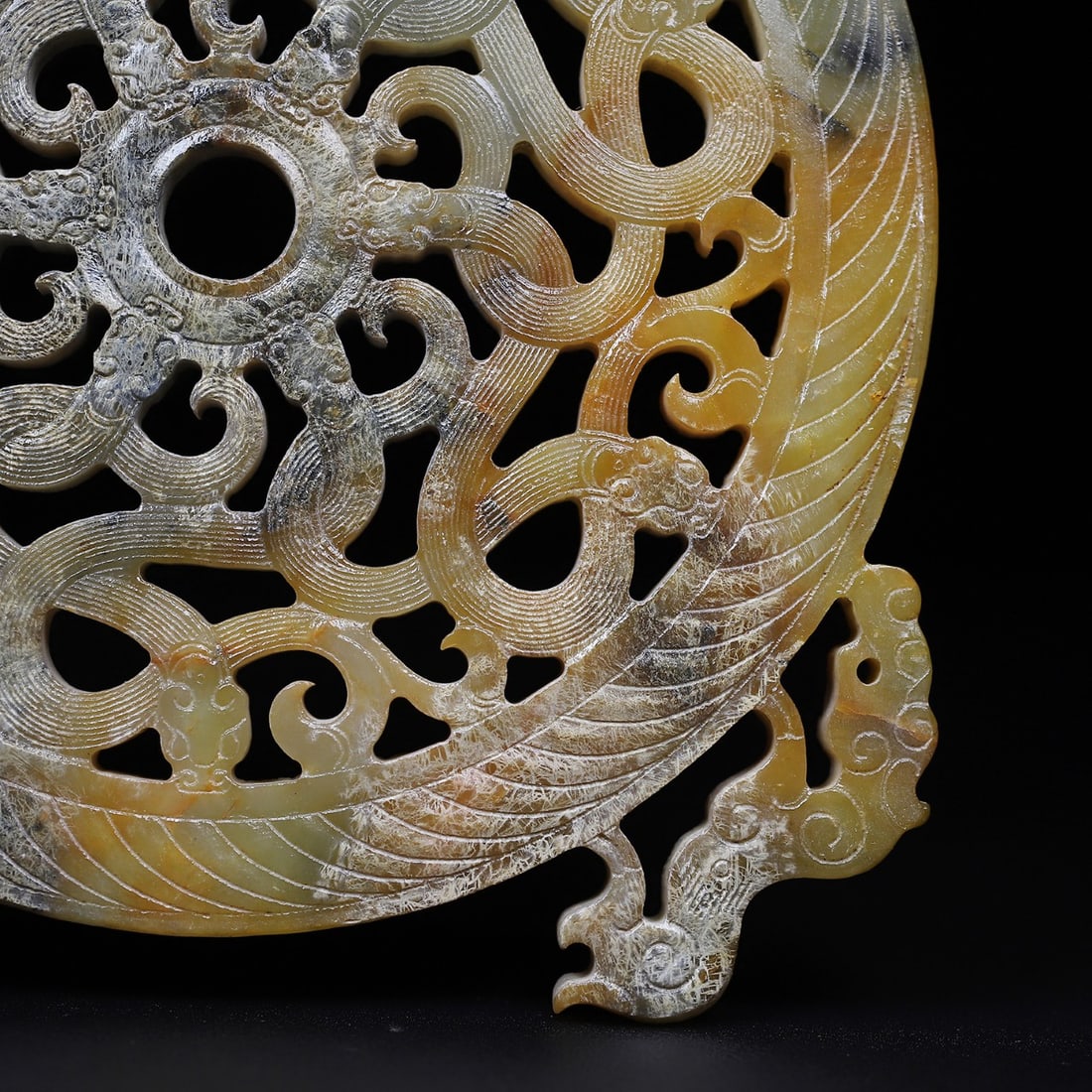 A Exquisite Hotan Jade Dragon Pattern Jade Bi - 5