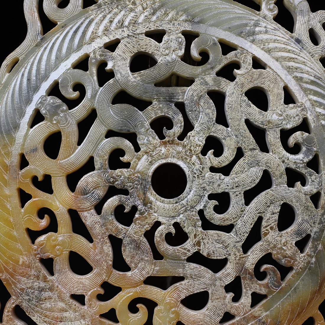 A Exquisite Hotan Jade Dragon Pattern Jade Bi - 9