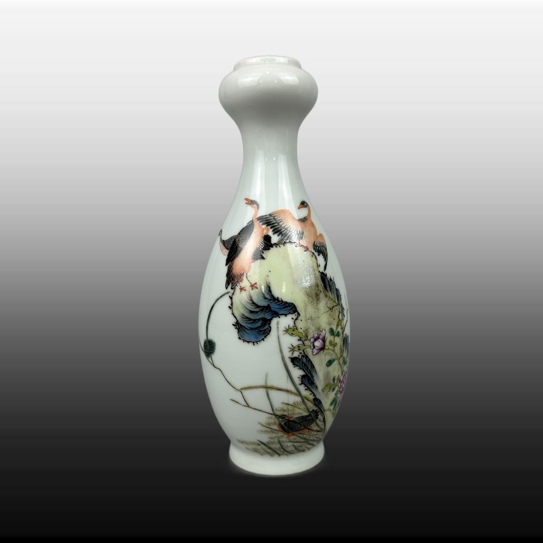 Enamel Flower and Bird Pattern Vase - 2