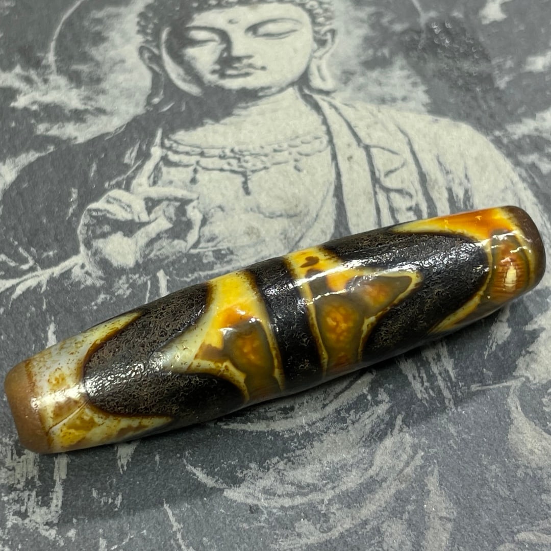 A Exquisite Tiger Tooth Dzi bead - 2