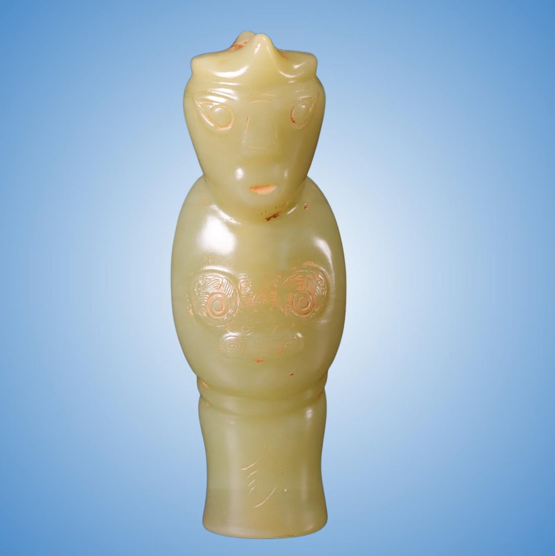 A Exquisite Hotan Jade Human-shaped Handheld Carving: A Exquisite Hotan Jade Human-shaped Handheld Carving,Ancient Time, China,Size:1.1inx0.8inx3.1in,Weight:57g